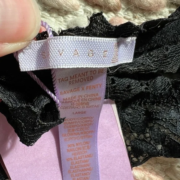 Savage X Fenty Floral Lace And Mesh Bralette Black Caviar size L NWT - Picture 14 of 14